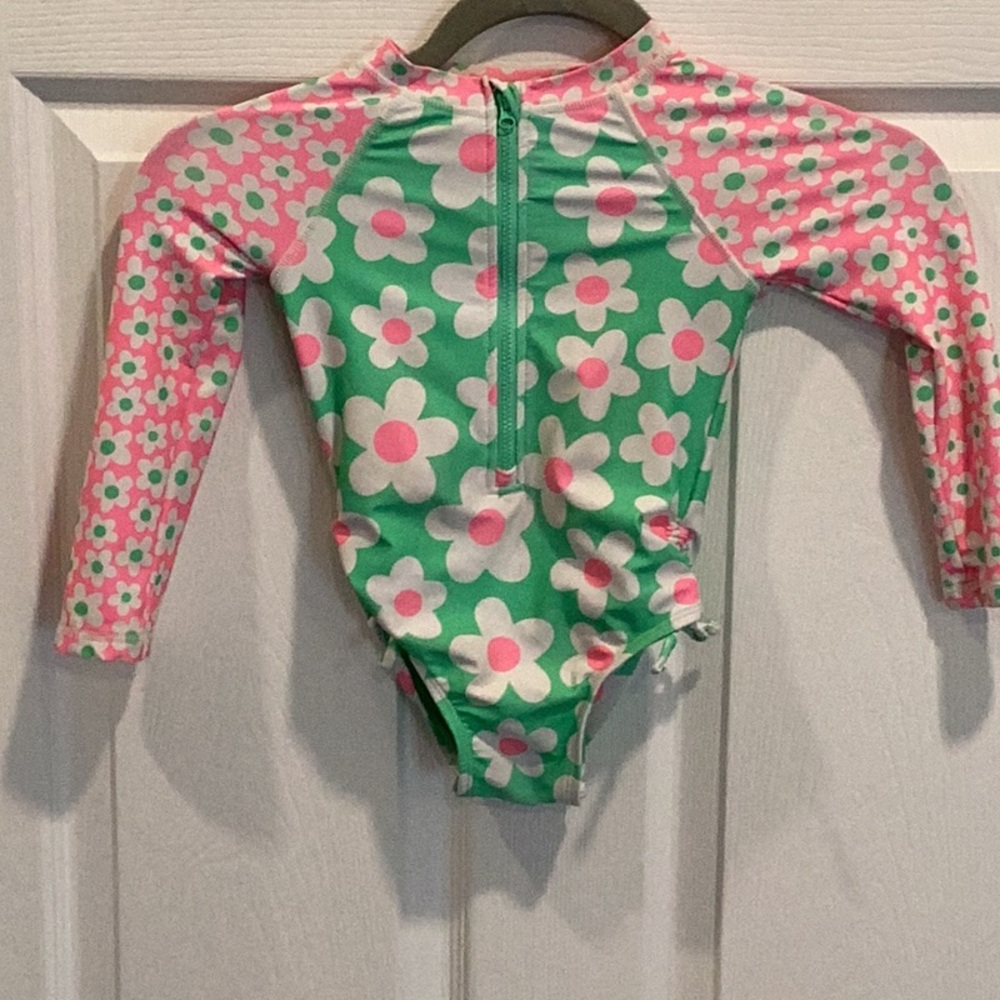 Floral Kids Swimwear - Green and Pink